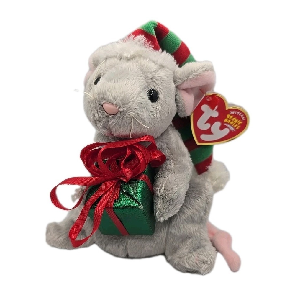 2004 Ty Beanie Baby "Tiny Tim" Retired Christmas Gray Mouse BB13